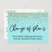 Confetti Aqua Verandering van plannen Uitgestelde  Briefkaart (Voorkant / Achterkant)