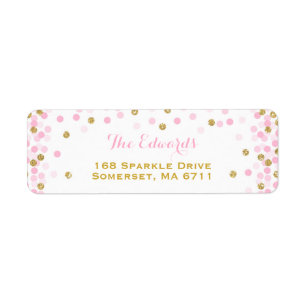 Confetti Baby shower Return Address Labels Gold