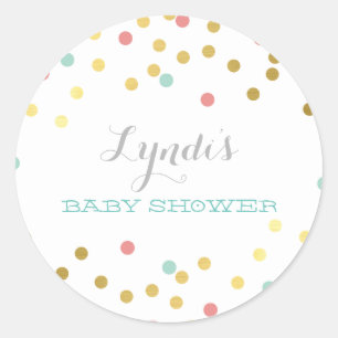 CONFETTI BABY SHOWER schattig goud folie koraal mu Ronde Sticker