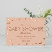 Confetti Baby shower van maan en Stip geperste Fol Folie Uitnodiging (Staand Voorkant)