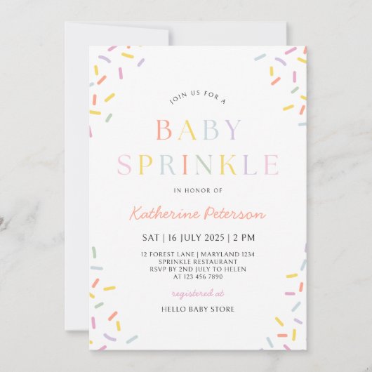 Confetti Baby Sprinkle Uitnodiging (Voorkant)
