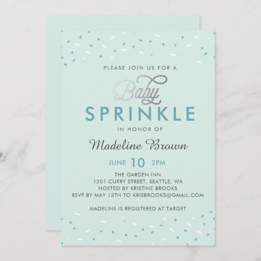 Confetti Baby Sprinkle Uitnodiging (Voorkant / Achterkant)