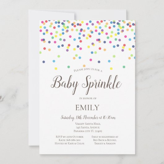 Confetti Baby Sprinkle Uitnodiging - Baby shower (Voorkant)