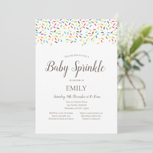 Confetti Baby Sprinkle Uitnodiging - Baby shower (Staand voorkant)