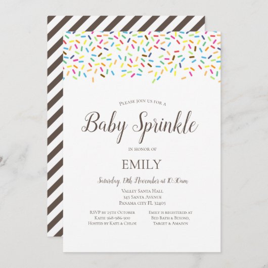 Confetti Baby Sprinkle Uitnodiging - Baby shower (Voorkant / Achterkant)