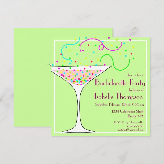 Confetti Bachelorette Kaart (Voorkant / Achterkant)