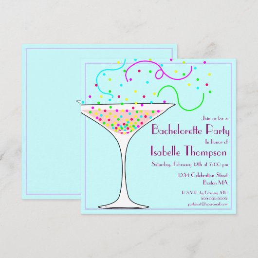 Confetti Bachelorette Kaart (Voorkant / Achterkant)