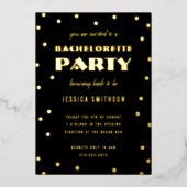 Confetti Bachelorette Party Black and Gold Foil Folie Uitnodiging (Voorkant)
