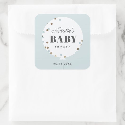 Confetti ballon baby shower gunst vierkante sticker (Tas)