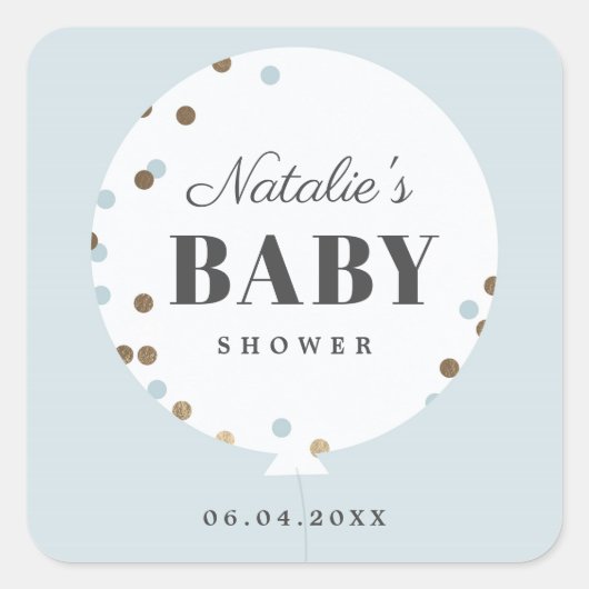 Confetti ballon baby shower vierkante sticker (Voorkant)
