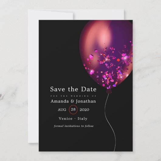 Confetti Ballonbruiloft Save The Date (Voorkant)