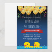 Confetti & Ballonnen & Duck Twins Verjaardag Kaart (Voorkant / Achterkant)