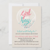 Confetti Balloon Gender Reveal Party Kaart (Voorkant)