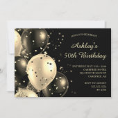Confetti Balloons  Gold 50e Verjaardag Kaart (Voorkant)
