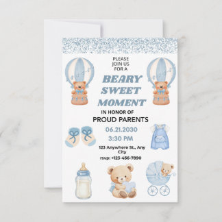 CONFETTI ,BEARY SWEET 3.5" X5" BOY SAVE THE DATE