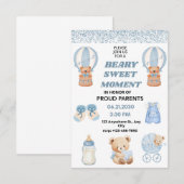 CONFETTI ,BEARY SWEET 3.5" X5" BOY SAVE THE DATE (Voorkant / Achterkant)