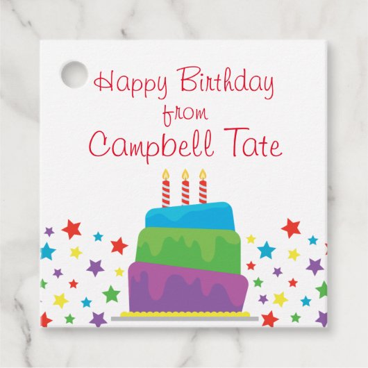 Confetti Birthday Cake Favor Gift Labels (Voorkant)