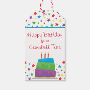 Confetti Birthday Cake Personalized Gift Labels Cadeaulabel
