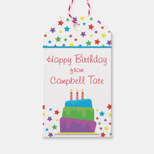 Confetti Birthday Cake Personalized Gift Labels Cadeaulabel (Voorkant)