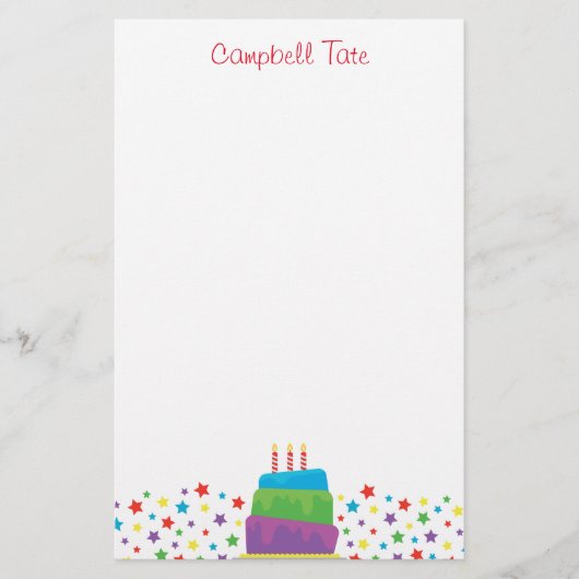 Confetti Birthday Cake Personalized Stationery Briefpapier (Voorkant)