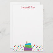 Confetti Birthday Cake Personalized Stationery Briefpapier (Voorkant / Achterkant)