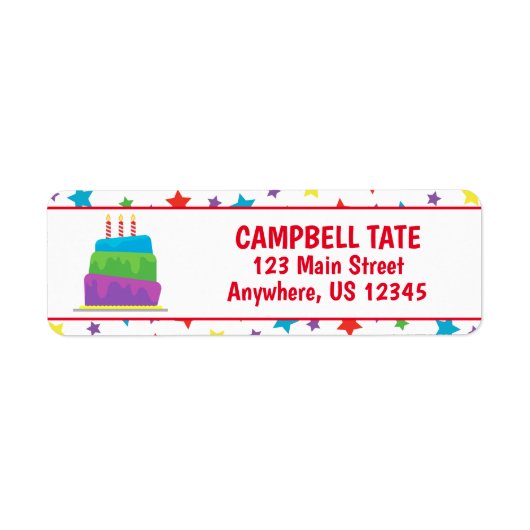 Confetti Birthday Cake Return Address Labels (Voorkant)