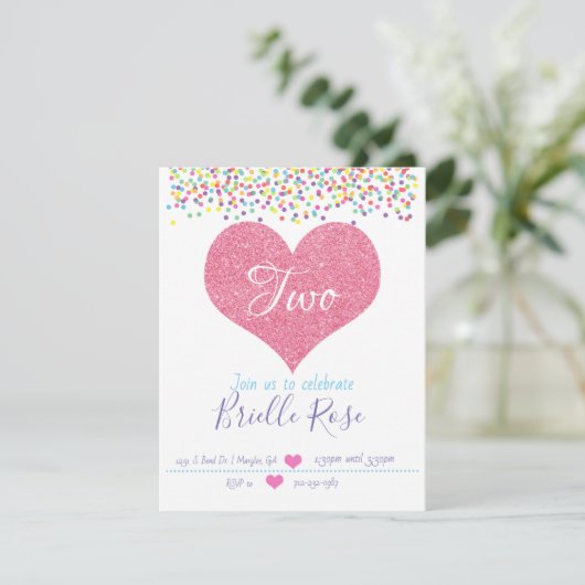 Confetti Birthday Invite Kaart (Staand voorkant)