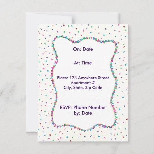 Confetti Birthday Party Photo Invitations Kaart (Achterkant)