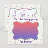 Confetti Birthday Party Photo Invitations Kaart (Voorkant / Achterkant)