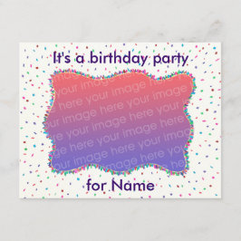 Confetti Birthday Party Photo Invitations Kaart