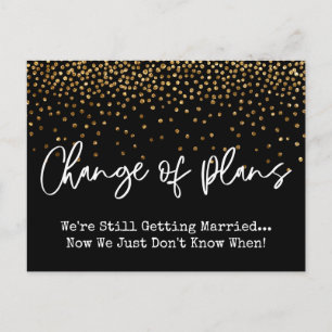 Confetti Black Change of Plans Postponed Wedding Briefkaart