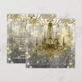 Confetti Black Gold Chandelier Nieuwjaar Eve Kaart (Voorkant / Achterkant)