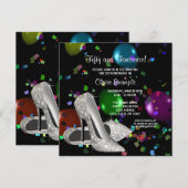 Confetti Black High Heels Vrouwen Verjaardagsfeest Kaart (Voorkant / Achterkant)