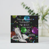 Confetti Black High Heels Vrouwen Verjaardagsfeest Kaart (Staand voorkant)