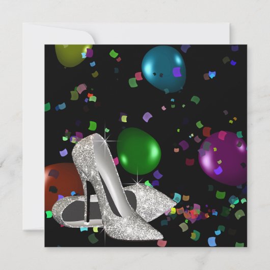 Confetti Black High Heels Vrouwen Verjaardagsfeest Kaart (Achterkant)