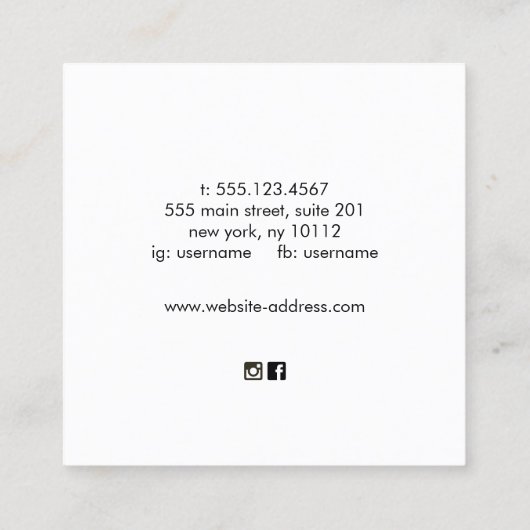 Confetti Black Square Visitekaartje Event Planner (Achterkant)