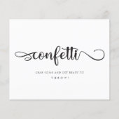 "Confetti" Black White Calligraphy Wedding Sign (Voorkant)