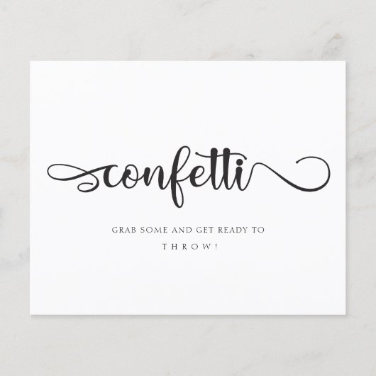 "Confetti" Black White Calligraphy Wedding Sign (Voorkant)