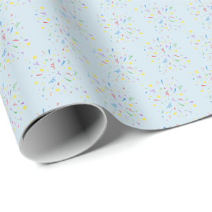 Confetti Blauw 1e verjaardag Cadeaupapier