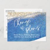 Confetti & Blauw Verandering van Plannen Uitgestel Briefkaart (Voorkant / Achterkant)