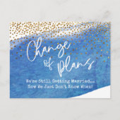 Confetti & Blauw Verandering van Plannen Uitgestel Briefkaart (Voorkant)