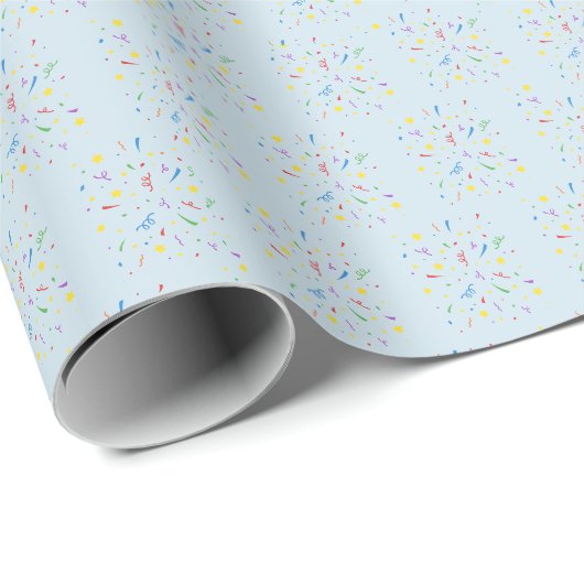 Confetti Blauwe 1e Verjaardag Cadeaupapier (Rol Hoek)