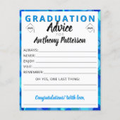 Confetti Blauwe afstuderen-advieskaart (Voorkant)