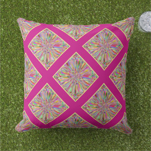 Confetti Bloem Zomer Roze & Gele Quilt Plaid Buitenkussen