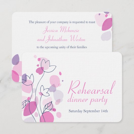 Confetti bloemblaadjes blauw roze repetitie nodig kaart (Voorkant / Achterkant)