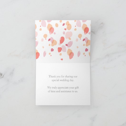 Confetti bloemblaadjes herfst bruiloft dank u kaar bedankkaart (Binnen)