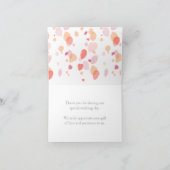 Confetti bloemblaadjes vallen bruiloft dank je kaa bedankkaart (Binnen)