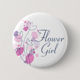 Confetti bloemenblauw meisje bruiloft pin / knop ronde button 5,7 cm