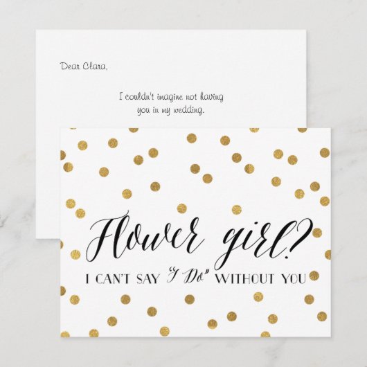 Confetti Bloemenmeisje | Bruidsmeisje Kaart (Voorkant / Achterkant)