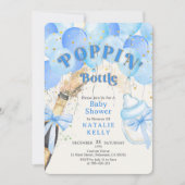 Confetti Blue Balloon Poppin' Bottles Baby shower Kaart (Voorkant)